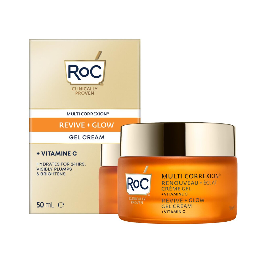 Roc Cream - Multi Correxion Revive + Glow Vitamin C Gel - Anti Wrinkle & Aging Moisturiser - Visibly Plumps & Brightens Skin - Skin Radiance