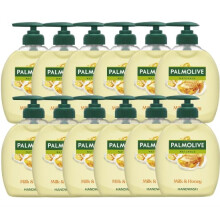 Palmolive Naturals Milk & Honey Liquid Hand Soap 12x300ml multipack, vitamin E hand soap to nourish skin, leaves hands feeling soft, with plant-based