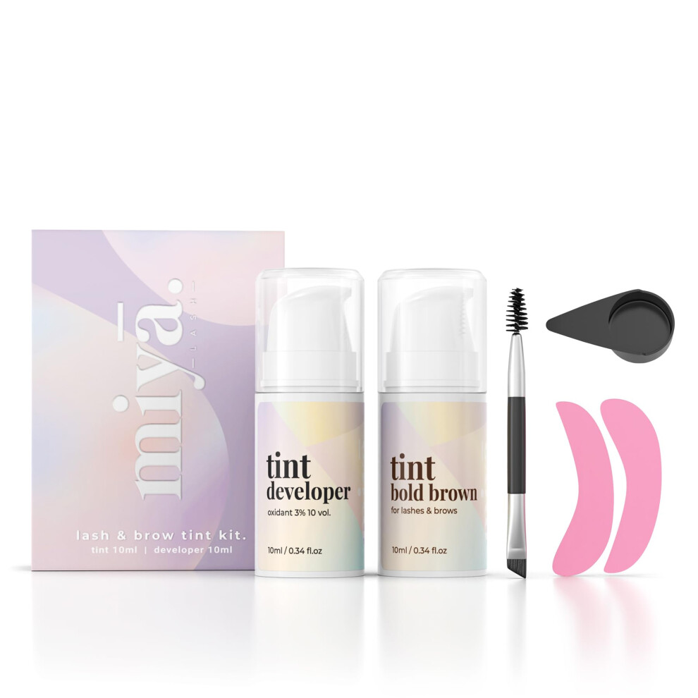 Miya Lash Brown Dark Eyebrow Tint Kit | 2 In 1 Lash & Eye Brow Tint Kit | Eyebrow Dye Dark | Eyelash Dye | Eye Lash Tint Kit | Eyebrow Dye Kit