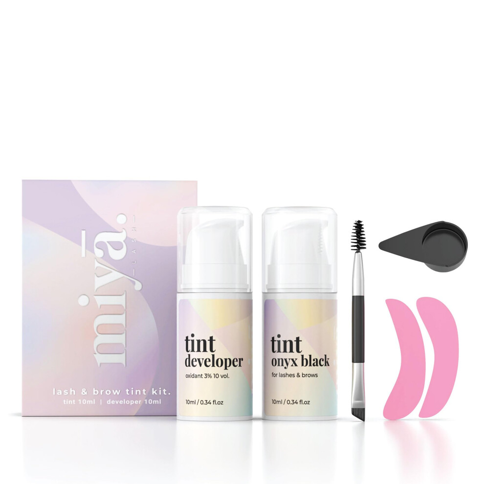 Miya Lash Black Eyelash Tint Kit | 2 In 1 Brow & Eye Lash Tint Kit | Eyelash Dye Tint Permanent | Lash Tint Kit | Eyebrow Tint Kit | Lash