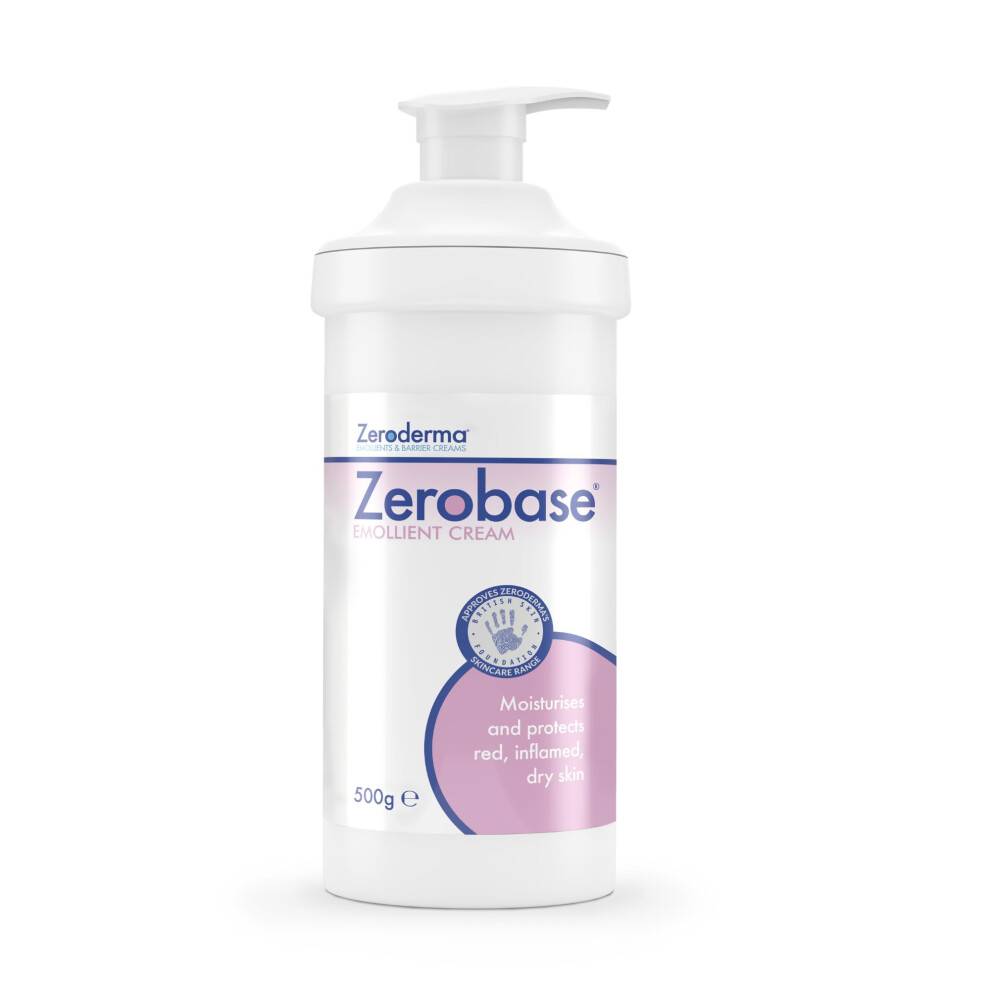Zeroderma Zerobase Emollient Cream 2-In-1 Moisturiser & Soap Substitute, For Dry & Eczema-Prone Skin, Restores Skin Barrier, 21 Percent W/W Paraffins,