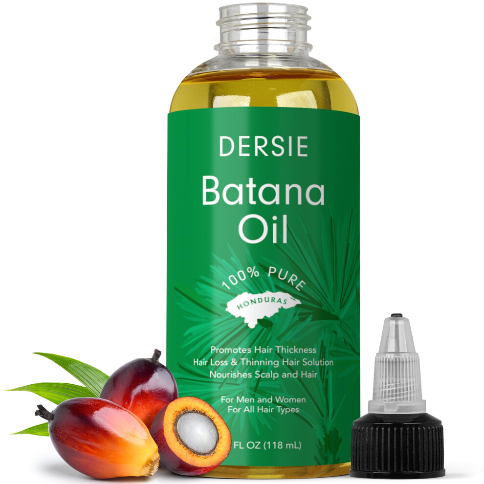 Dersie Batana Oil For Hair Growth Dr Sebi - 100% Pure & Natural Raw Oil From Honduras - For Thicker & Stronger Hair - 4 Fl Oz