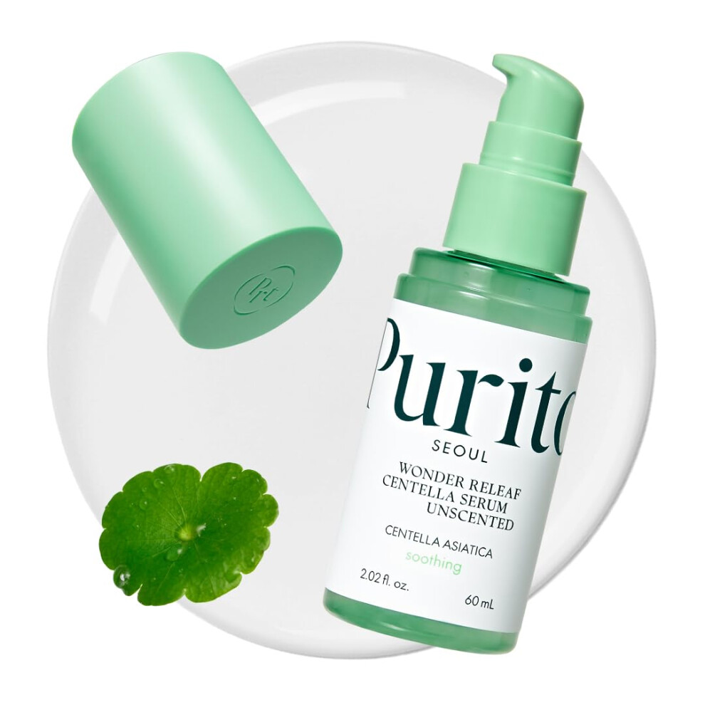 Purito Centella Unscented Serum, Korean Centella, For All Skin Types, Ampoule, Soothing, Calming, Facial Serum For Face, Vegan & Cruelty-Free, Korean
