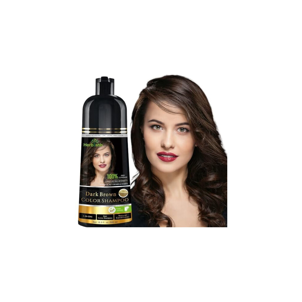 Herbishh Gray/Dark Hair Color Shampoo For Hair?Hair Dye Shampoo?Colors Hair In Minutes?Long Lasting Colour?500 Ml?3-In-1 Hair Color?Ammonia-Free (