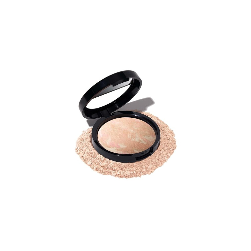 Laura Geller Beauty Laura Geller Baked Balance-N-Glow Illuminating Powder Foundation (Porcelain) Buildable Sheer To Coverage Baked Foundation, Satin Finish Light