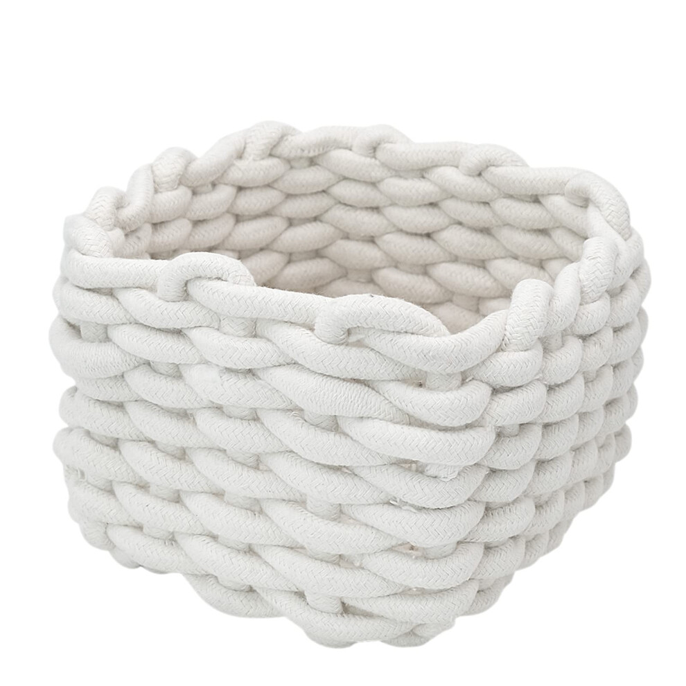 Jjqhyc Cotton Rope Basket Woven Storage Baskets White Rope Desktop Basket Organizer Bathroom Storage Baskets For Cupboard Nursery Decor