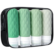 100 ml Silicone Travel Bottles for Toiletries with Labels/Clear Bag, Holiday Travel Essentials Leakproof Refillable Squeeze Travel Size Containers Set