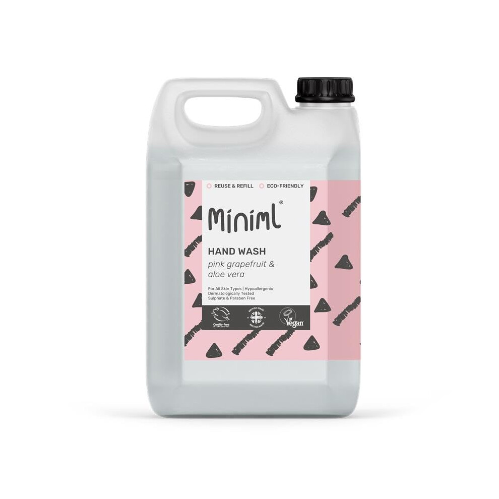 Miniml Pink Hand Soap Wash Liquid 5L Refill - Grapefruit & Aloe Vera Scented Eco Friendly Hand Washing Liquid For Soft And Sensitive Skin Care - 100%