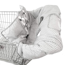 2-in-1 Baby Shopping Trolley Cover Highchair Seat Cushion - Portable Design (Grey Chevron)