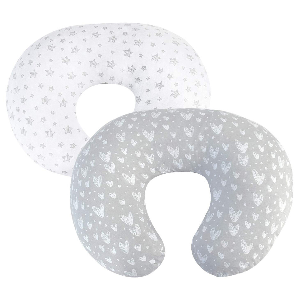 Nursing Pillow Covers (Covers Only) 2 Pack, Stretchy 100% Jersey Cotton Soft Breastfeeding Pillowcases,Fits For Chicco Boppy And Widgey Nursing Springspirit
