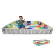 Infantino - Foldable Soft Foam Mat - Baby Play Mat - Extra Large - Double-Sided Cushioned Portable - Fold-Up Sides - Non Slip Crawling - Infants &