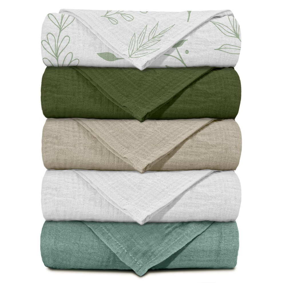 Muslin Cloths For Baby Muslin Squares Swaddle Blankets, Neutral Receiving Blanket Swaddling For Newborn Boys And Girls, 5 Pack Breathable And Soarwg Kids