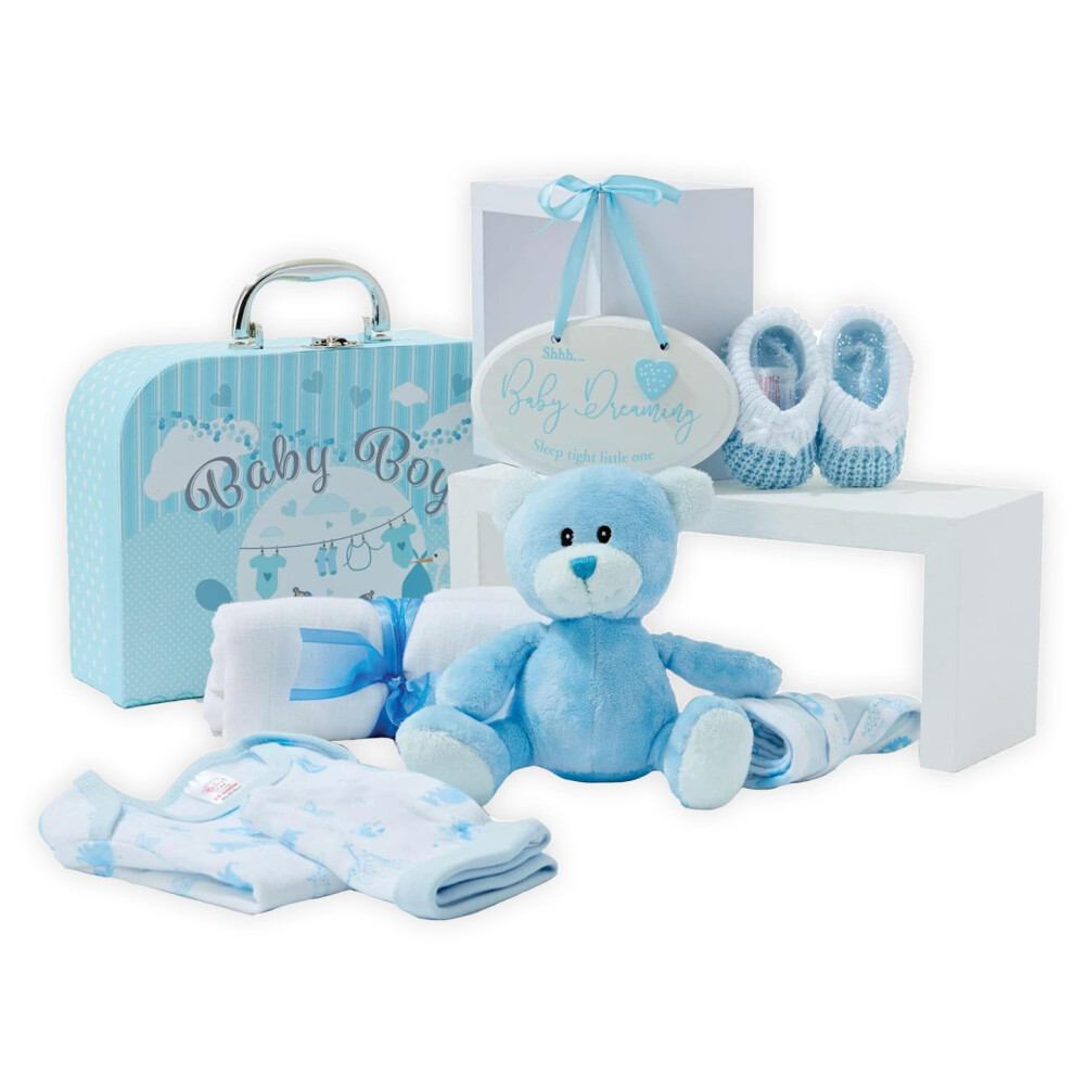 Baby Box Shop Men's Baby Boy Gifts - Newborn Baby Gifts, Baby Shower Gifts Boy, Baby Boy Hamper, Baby Gift Basket, Baby Presents For Newborns, New Baby Boy Gifts, Baby
