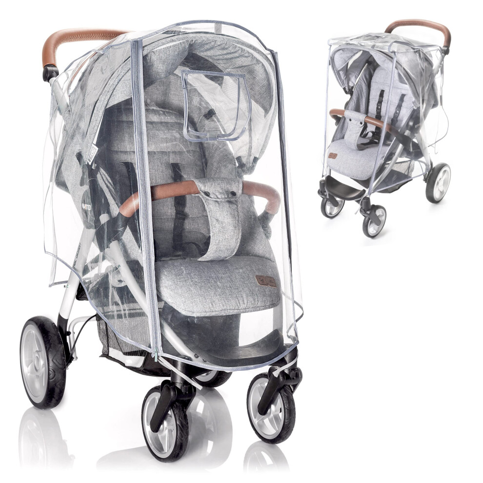 Universal Rain Cover For Pushchair And Pram With Zip Opening - Transparent Weather Shield For Stroller And Buggy Zamboo