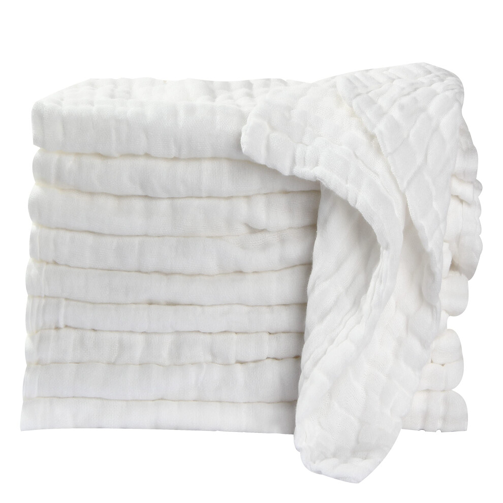 Baby Muslin Washcloths Muslin Squares Baby Essentials For Newborn Burp Cloths For Towels Clothes 10 Pack (25X25cm) Koo-Dib