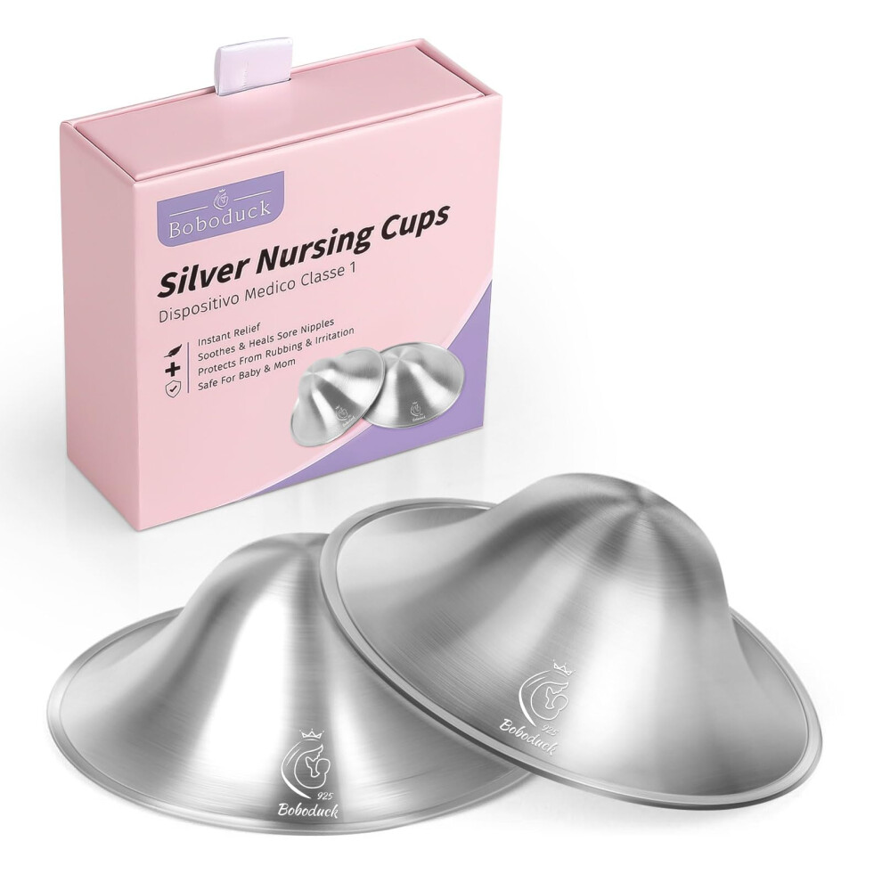 925 Pure Nipple Shields, Original Cups For Breastfeeding, Breast Shields For Nursing Newborns, Essentials Nipple Guards And Silver Boboduck
