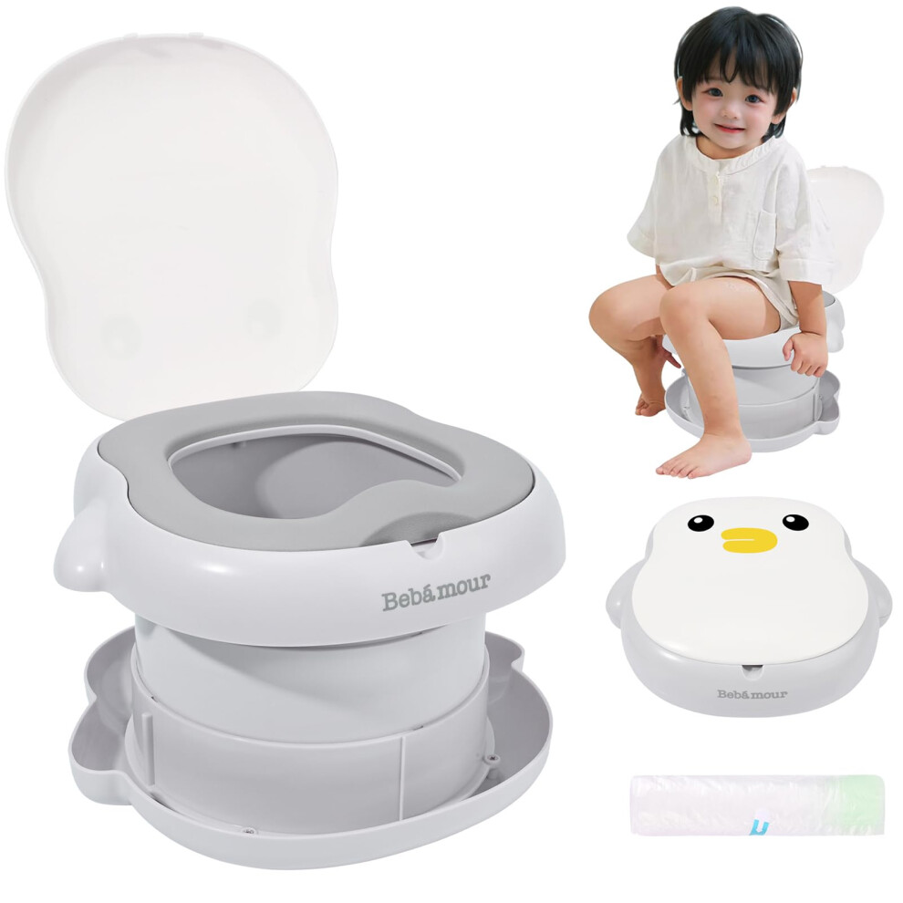 Baby Potty Training Toilet Seat Portable Potty For Toddlers Travel Potty For Boys And Girls With Potty Liners, Penguins Bebamour