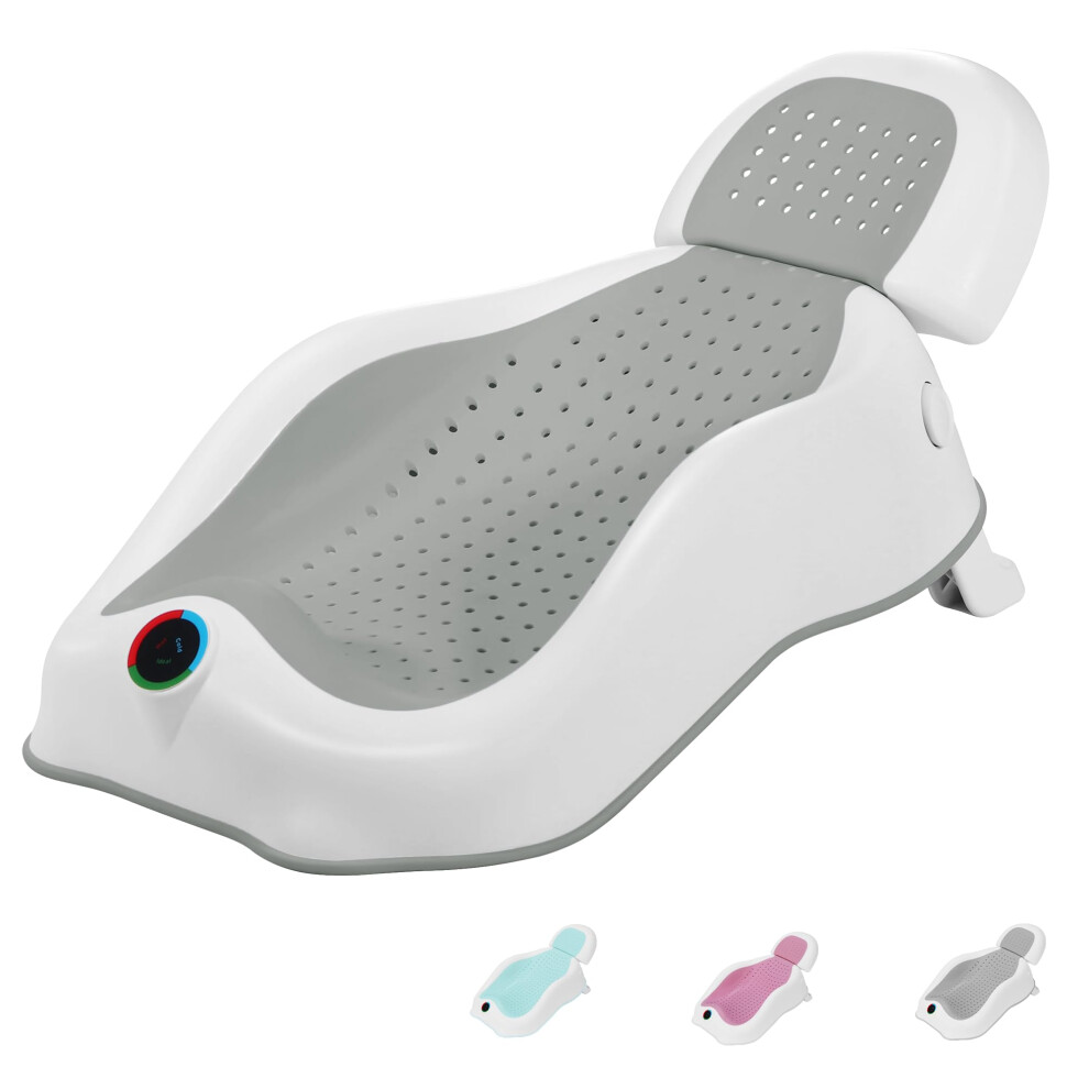 Maikkb Baby Bath Seat Newborn Bath Seat With Thermometer,Foldable Baby Bath Support 0-6 Months Bath Seat,Travel Bath Chair For Bathtub,Baby Essential