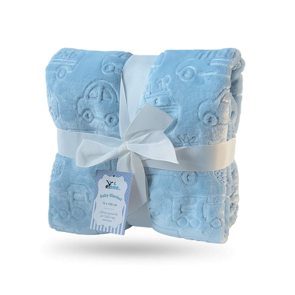 Receiving Warm Fleece Baby Blanket And Fluffy Embossed For Babies From Newborn, 75 * 100 Cm (Blue) Blue Eyone
