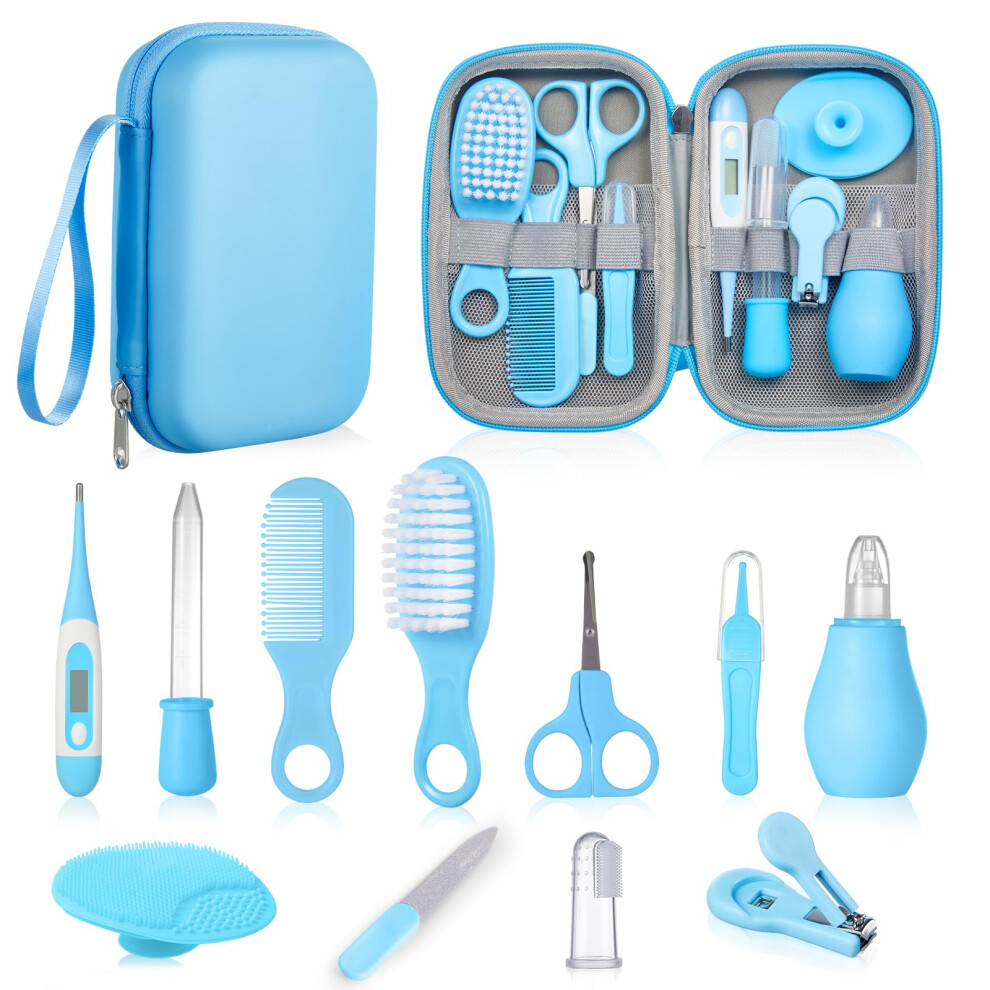 Baby Healthcare And Grooming Kit, 12Pcs Nursery Care Kit, Newborn Safety Health Care Set With Hair Brush,Comb,Nail Clippers And More For Lictin