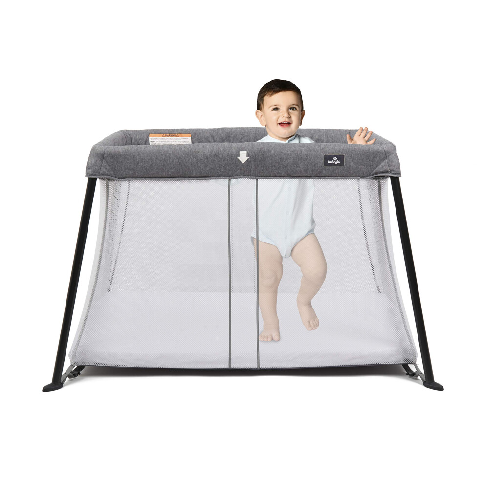 Babylo Liteway Lightweight Travel Cot - Grey M?lange-image-OPC-PMXWGD7-NEW
