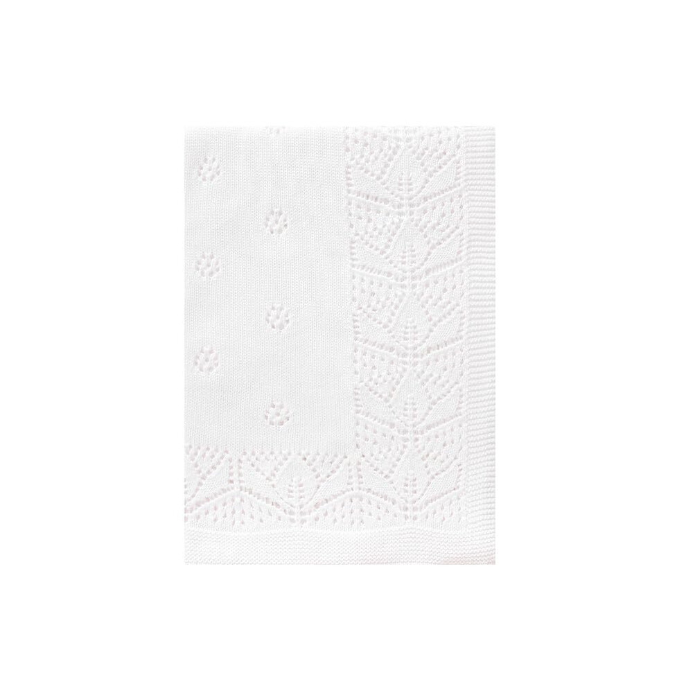 Lawkul Cellular Blanket Baby 100% Cotton Knitted Soft Knit Crochet Blankets For Newborn Boy Girls Infants 100X80cm White