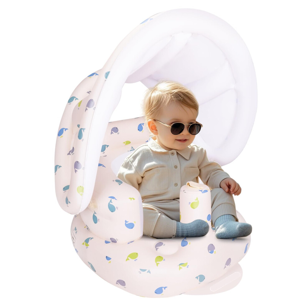 AirSwim Inflatable Baby Seat with Detachable Canopy and Built-in Pump, Inflatable Baby Chair for Babies 3 Months and Up, Bumbo Seat for Babies, Infant-image-OPC-PMXWHJR-NEW
