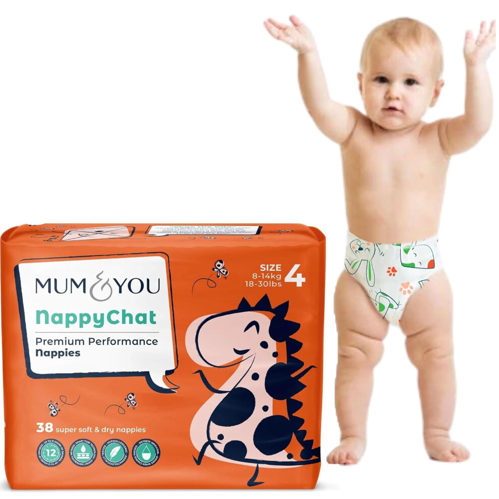 Mum & You Eco Friendly Baby Nappies, Size 4 Nappies (8-14 KG), 38 Count, Dermatologically Tested Nappy, 12-Hr Leak Protection with Wetness Indicator,-image-OPC-PMXWHQJ-NEW