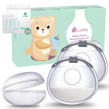 Lictin Milk Collection Shells, 2PCS Milk Collector, 70ML Milk Catcher, Silicone Breast Milk Collector, Milk Savers for Breastfeeding, with 10 Breast