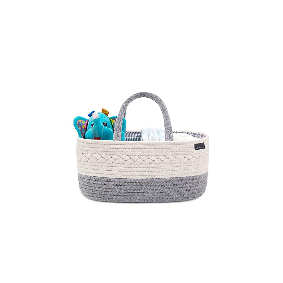 Nappy Caddy, Baby Diaper Caddy Organiser, Portable Storage Basket With Changeable Compartments,100% Cotton Canvas, Newborn Gift Yeayee