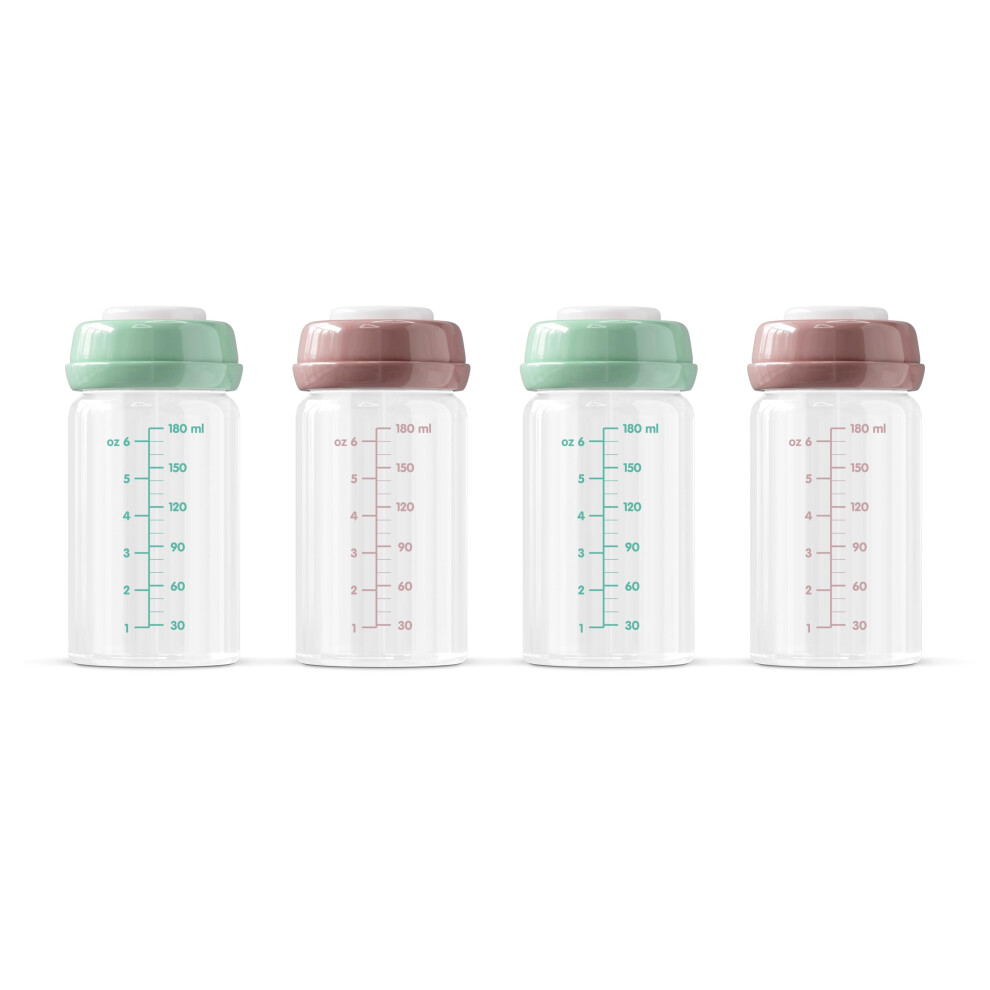 Premium Glass Breastmilk Storage Bottles, Pack Of Four, 180Ml, Dishwasher, Freezer, And Microwave Safe (Glass Breastmilk Storage Bottles, 4 X 180Ml) Ana Baby