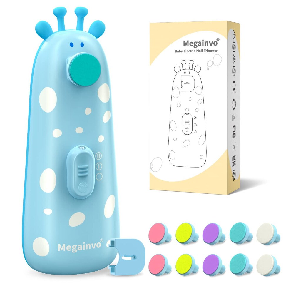 Megainvo Light Baby Nail File Electric,Safe Baby Nail Trimmer With 10 Grinding Heads,Whisper Quiet,Led Baby Nails Clippers Electric For Baby Newborn