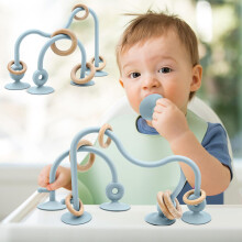 AiTuiTui Baby Teething Toys, Multi Purpose High Chair Suction Teether Toy for Toddler 3 Month+ Old, Sensory Toys with Wooden Ring Suitable for 0-6