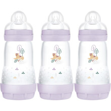 MAM Easy Start Anti-Colic Baby Bottles | 3 Pack (3 x 260) | Self-Sterlising Baby Milk Bottle | Medium Flow MAM Teats Size 2 | Newborn Essentials |