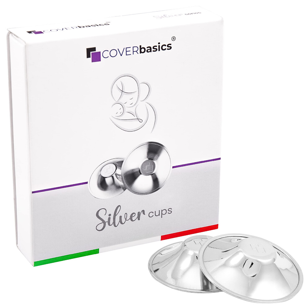 Nipple Shields For Breastfeeding (Silvercups) Nursing Cups For Sensitive Nipples Protection - Medical Device Dermatologically Silver Coverbasics