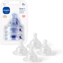 MAM Teats Size 1 | 4 Pack | Slow Flow | Fits All MAM Bottles | Made from SkinSoft Silicone | Baby Accessories for Newborn