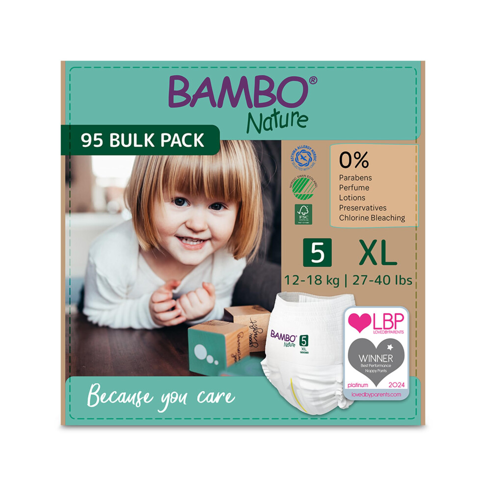 Bambo Nature Premium Training Pants, Size 5 (12-18 kg), XL, 95PK, Pull Ups, Eco-Labelled Potty Training Nappy Pants, Secure, Comfortable, Discreet for-image-OPC-PMXWJSZ-NEW