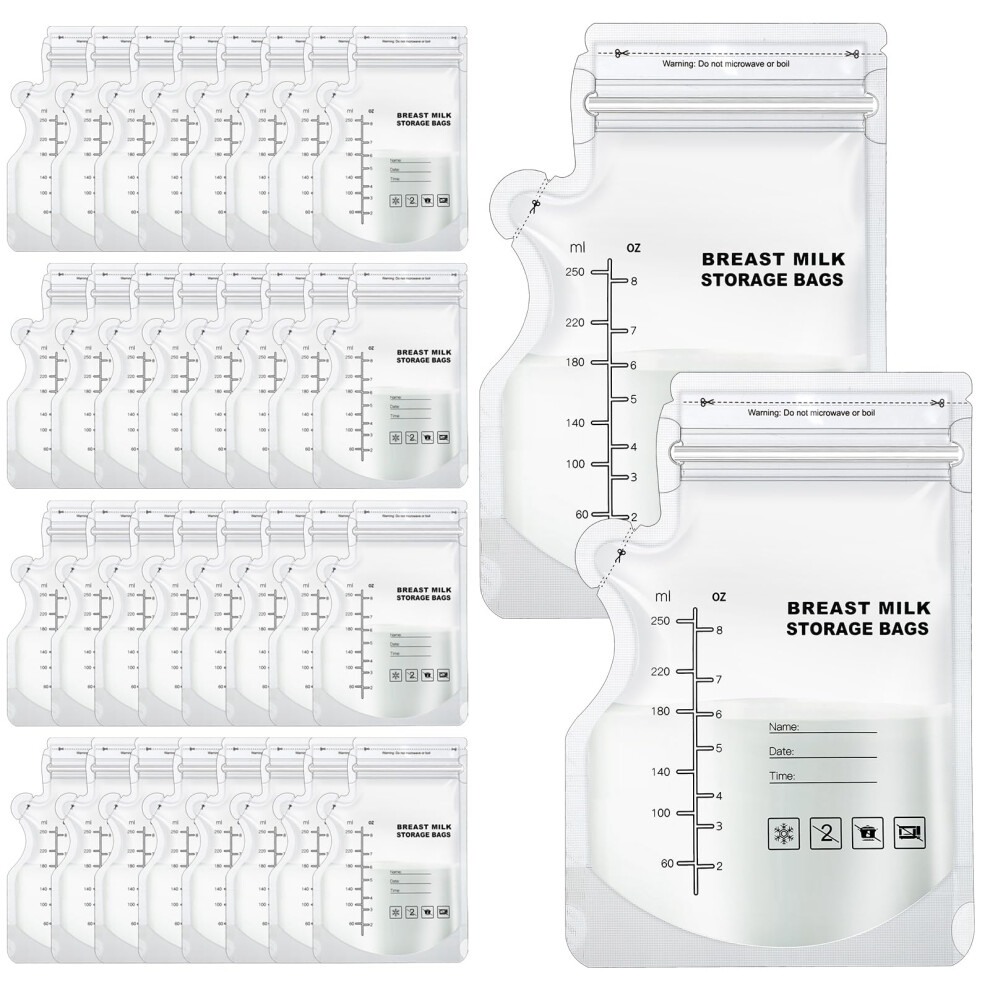 Lanjue 150 Pcs Breast Milk Storage Bags, 250Ml Disposable Milk Storage Bags With Pour Spout No-Leak Milk Freezer Storage Pouches For Breastfeeding