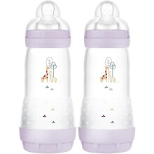 MAM Easy Start Anti-Colic Baby Bottles | 2 Pack (2 x 320ml) | Self-Sterlising | Fast Flow MAM Teats Size 3 | Baby Accessories | Pink (Various Designs)