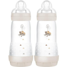 MAM Easy Start Anti-Colic Baby Bottles | 2 Pack (2 x 320ml) | Self-Sterlising | Fast Flow MAM Teats Size 3 | Baby Accessories | Cream (Various