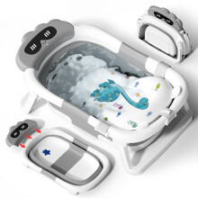 COOSEYA Foldable Baby Bath Tub Essentials for Newborn, Collapsible Baby Bathtub with Seat Support Cushion for 0-18 Months Toddler to Infant, Newborn