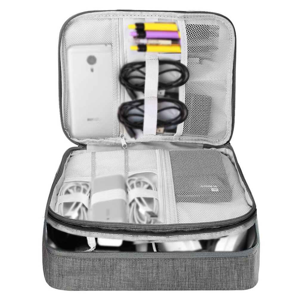Hcfgs Travel Cable Organiser Bag, Electronics Accessories Organizer Bag Extra Large 3-Layers Universal Carry Travel Gadget Bag For Power Bank, Memory 8000002467261