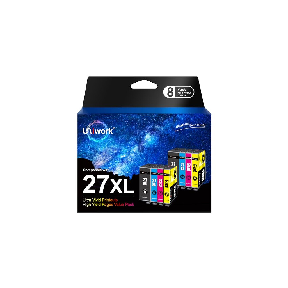 Uniwork 27XL Multipack Printer Cartridges Compatible For Epson 27 Xl Workforce Wf-3620 Wf-3640 Wf-7110 Wf-7210 Wf-7610 Wf-7620 Wf-7710 Wf-7715 Wf-7720 Black/Cyan/Yellow 8000002465267