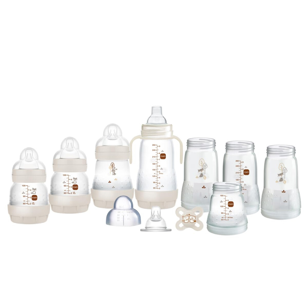 Mam Easy Start Self Sterilising Anti Colic Starter Set, Newborn Bottle Set And Soother, Newborn Essentials, White (Designs May Vary)