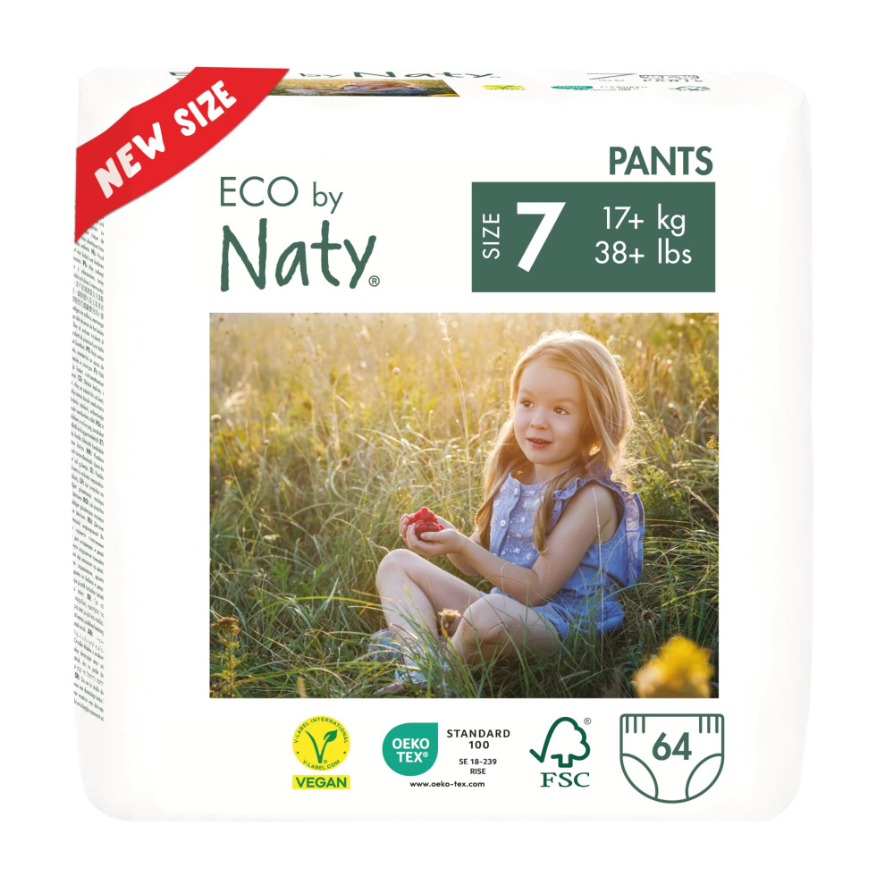 Nappy Pants - Hypoallergenic And Chemical-Free Pull Ups, Highly Absorbent And Eco Friendly Training Nappies For Boys And Girls (Size 7 ? Eco By Naty