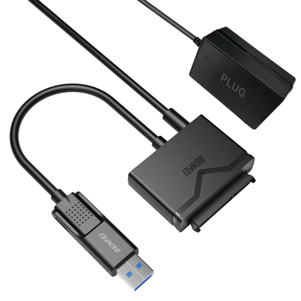 Benfei Sata To Usb 3.0 Cable, Usb 3.0 To Sata Iii Hard Drive Adapter Compatible For 2.5 3.5 Inch Hdd/Ssd Hard Drive Disk With 12V/2A Power Adapter, 8000002471510