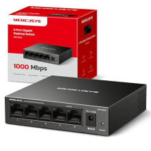 MERCUSYS MS105GS 5 Port Gigabit Network Switch, Ethernet Switch, Metal Case, Gigabit Switch, Ethernet Splitter, Desktop or Wall Mount, TP-Link Silent