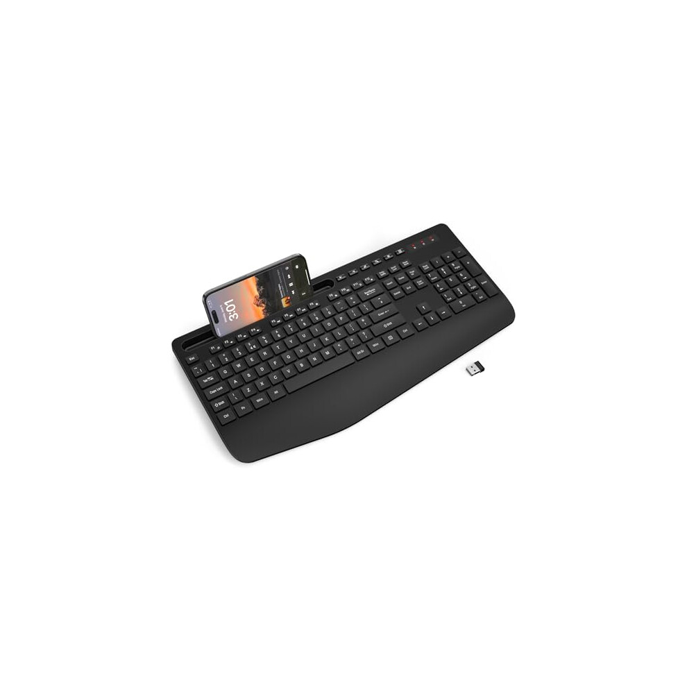 Wireless Keyboard With Wrist Rest, Full-Size Ergonomic Keyboards With Phone Holder, Sleep Mode, 18 Multimedia Keys, Numeric Keypad, Silent 2.4Ghz 8000002470636