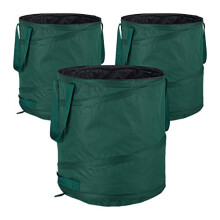 Relaxdays Freestanding Leaf Sack, Set Of 3, Garden Waste Sack, Pop-up, 85 L, Garden Container, ?: 46 cm, Green