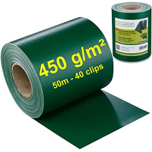 workingHOUSE PVC Privacy Screening for Double Bar Fences - Garden Fence Screen with Clamping Strips - 450g/m?, 50m Length x 19cm Height -